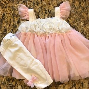 Fluffy light pink dress with matching leggings
